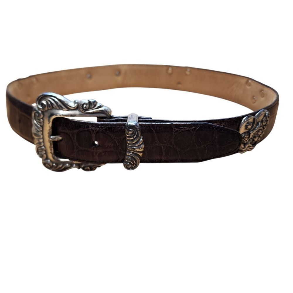 Vintage Brighton 1996 Belt Brown Leather Silver Heart S